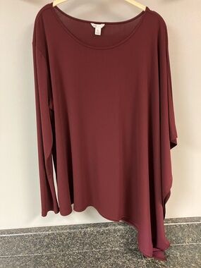 3/29 Cato wine colored mixed sleeve shirt xl 16